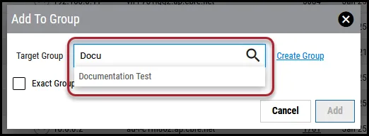 Add Host to Group - Target Group Search Add Host to Group - Target Group Search