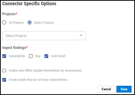 SonarCloud Connector - Connector Specific Options SonarCloud Connector - Connector Specific Options
