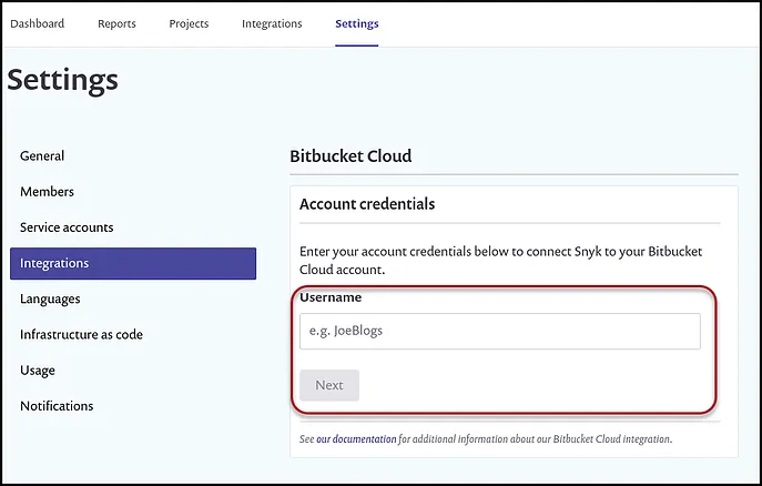 Snyk Export - Account Credentials Snyk Export - Account Credentials