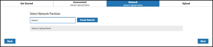 Generic Upload - Create or Select Network