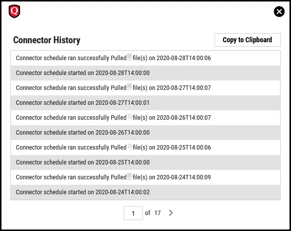 Qualys Vuln Connector - Connector History