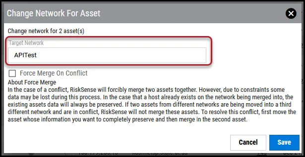 Change Host Network - Selected Network
