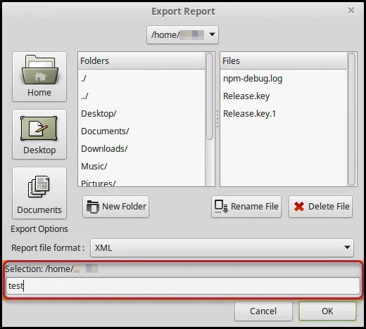 OpenVAS Export - Export Report Window
