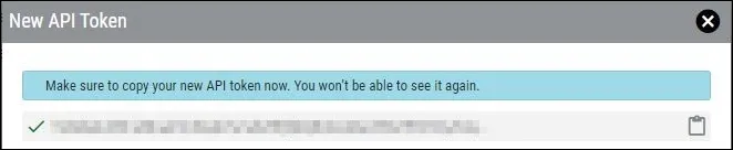 API Token - New API Token Window