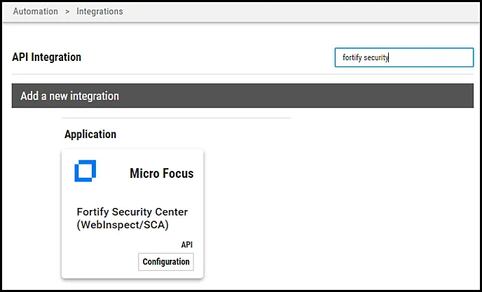 Fortify - Fortify Security Center Integration Card