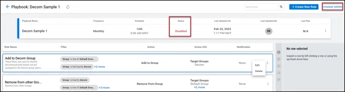 Decom Playbooks - Change Order Location