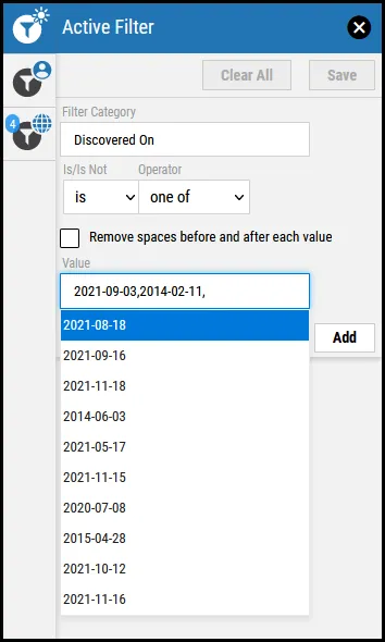 Active Filters - Value