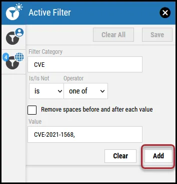 Active Filters - Add Button Location