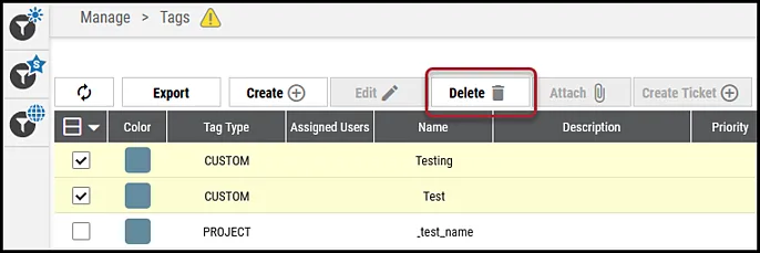 Delete Tags - Delete Button Location Delete Tags - Delete Button Location