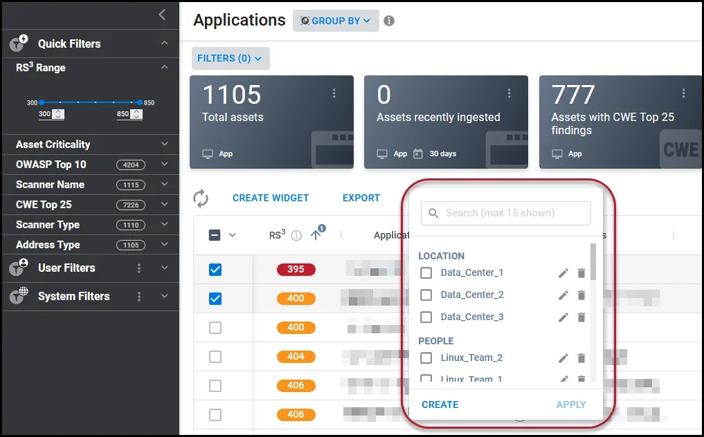 The expanded Tags menu is highlighted on the Applications page. The expanded Tags menu is highlighted on the Applications page.