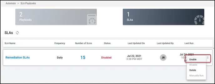 SLA Walkthrough - Enable SLAs