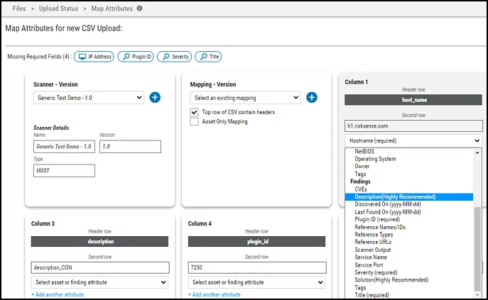 Generic Upload Guide - Mapping Highly Recommended Fields
