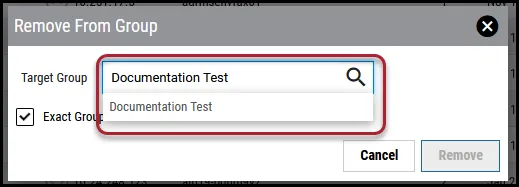 Remove Application from Group - Exact Group Name to match Example