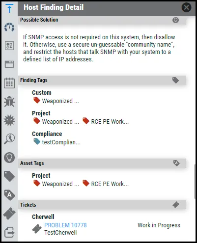 Cherwell Connector - Tickets in Finding Detail Pane