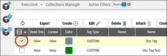 Export Tag - Selecting Tag