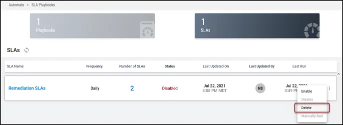 SLA Walkthrough - Delete Remediation SLAs