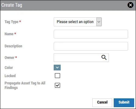 Create Tag List View - Create Tag Window