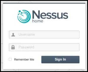 Tenable Nessus Export - Login Screen