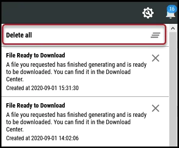 Clear Alerts - Delete All Button Location