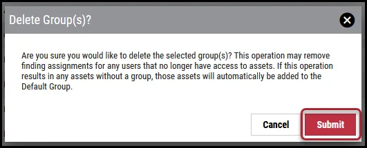 Delete Group - Delete Group Window Delete Group - Delete Group Window