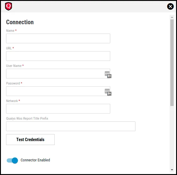 Qualys WAS Connector - Connection Window