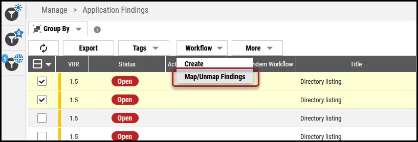 Findings to Workflow - Map Unmap Findings Findings to Workflow - Map Unmap Findings