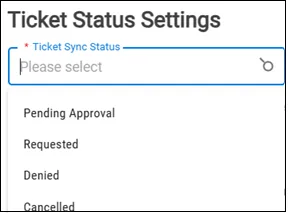 Ivanti ITSM Connector - Ticket Status Settings