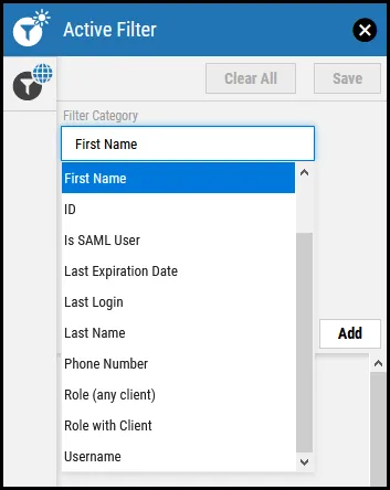 Users Page - Filters