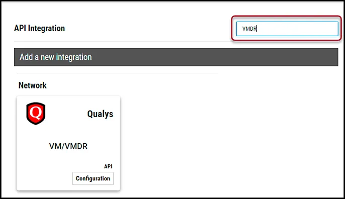 Qualys VMDR - Search for Connector Qualys VMDR - Search for Connector