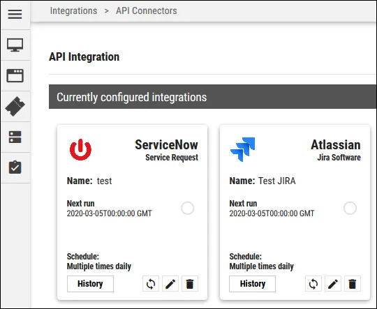 Connectors - Currently Configured Connectors