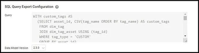 Nexpose Tag Report - SQL Query Export Configuration - Post Validation