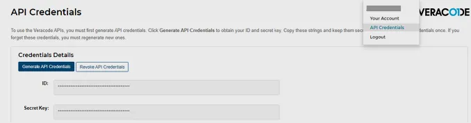 Veracode Connector - API Credentials Page Veracode Connector - API Credentials Page