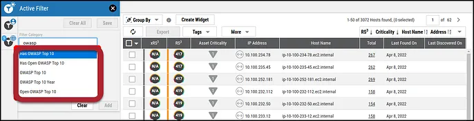 RS3 Update - OWASP Filters - Hosts