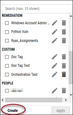 Create Tag List View - Create Button Location
