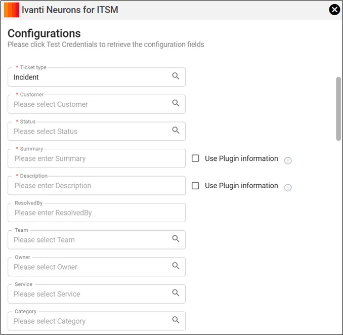 ITSM Connector Incident