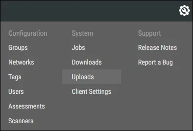 Uploads Menu Location