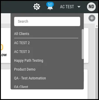 Multi-Client Dashboard - Client Search