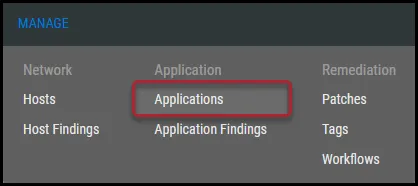 Application Asset Criticality - Applications Menu Location