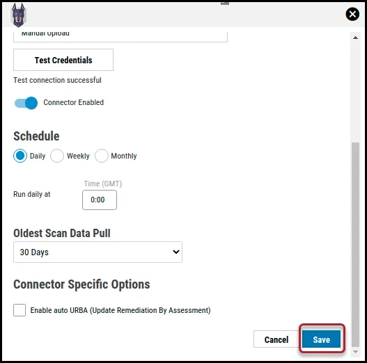 Snyk Connector - Save Button Location Snyk Connector - Save Button Location