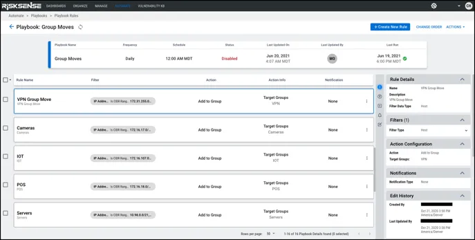 Playbooks - Rules View