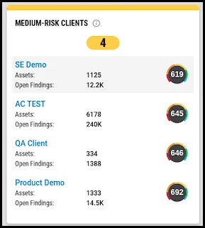 Multi-Client Dashboard - Medium Risk Clients Widget - Individual