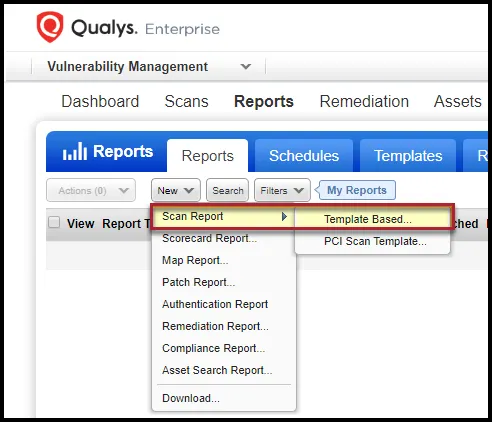 Qualys Vuln Report - New Template-Based Scan Report Location