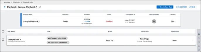 Playbooks - Newly Created Rule