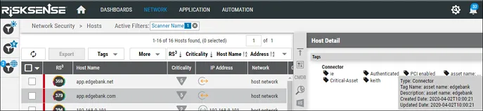 Edgescan Connector Guide - Hosts Page View