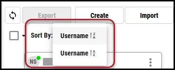 Users Page - Sort By