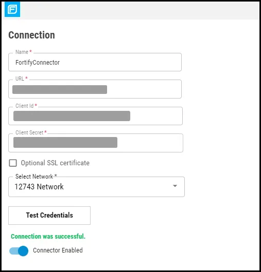 Fortify on Demand - Connection Window