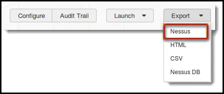 Tenable Nessus Export - Nessus Option in Export Menu