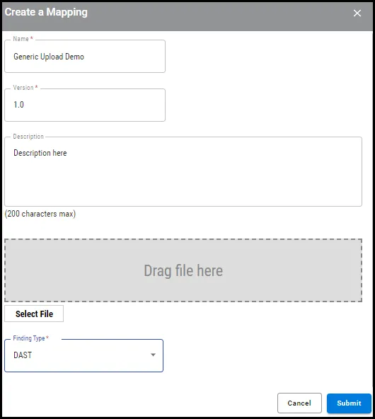 Generic Upload Guide - Finding Type DAST