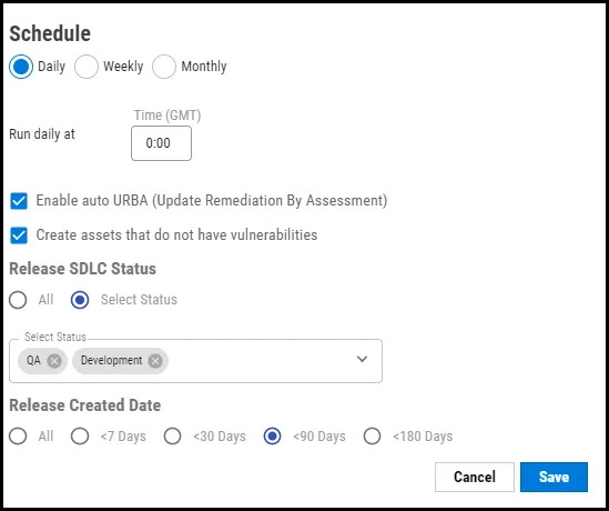 Fortify on Demand - Schedule Section