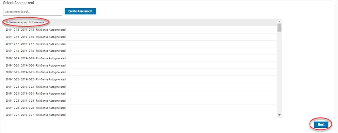Manual Upload - Select Assessment